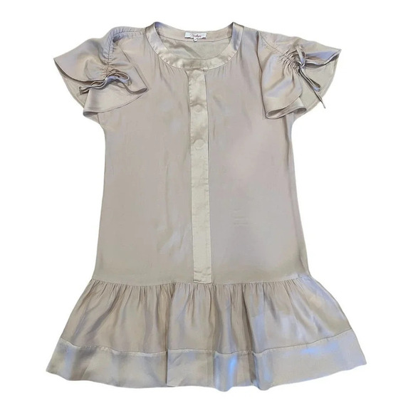 Parker Stacey Drawstring Ruffled Sleeve Silk Short Dress - Picture 2 of 5